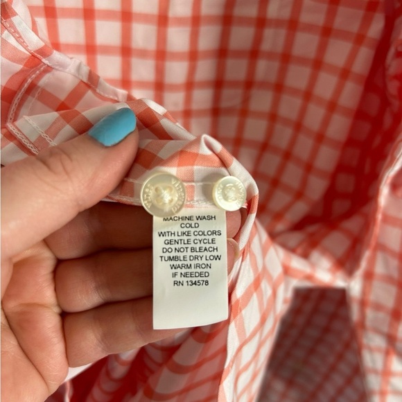 Vineyard Vines Coral Red Orange Plaid Gingham Checkered Button Up Mens Sz Medium - Picture 7 of 11